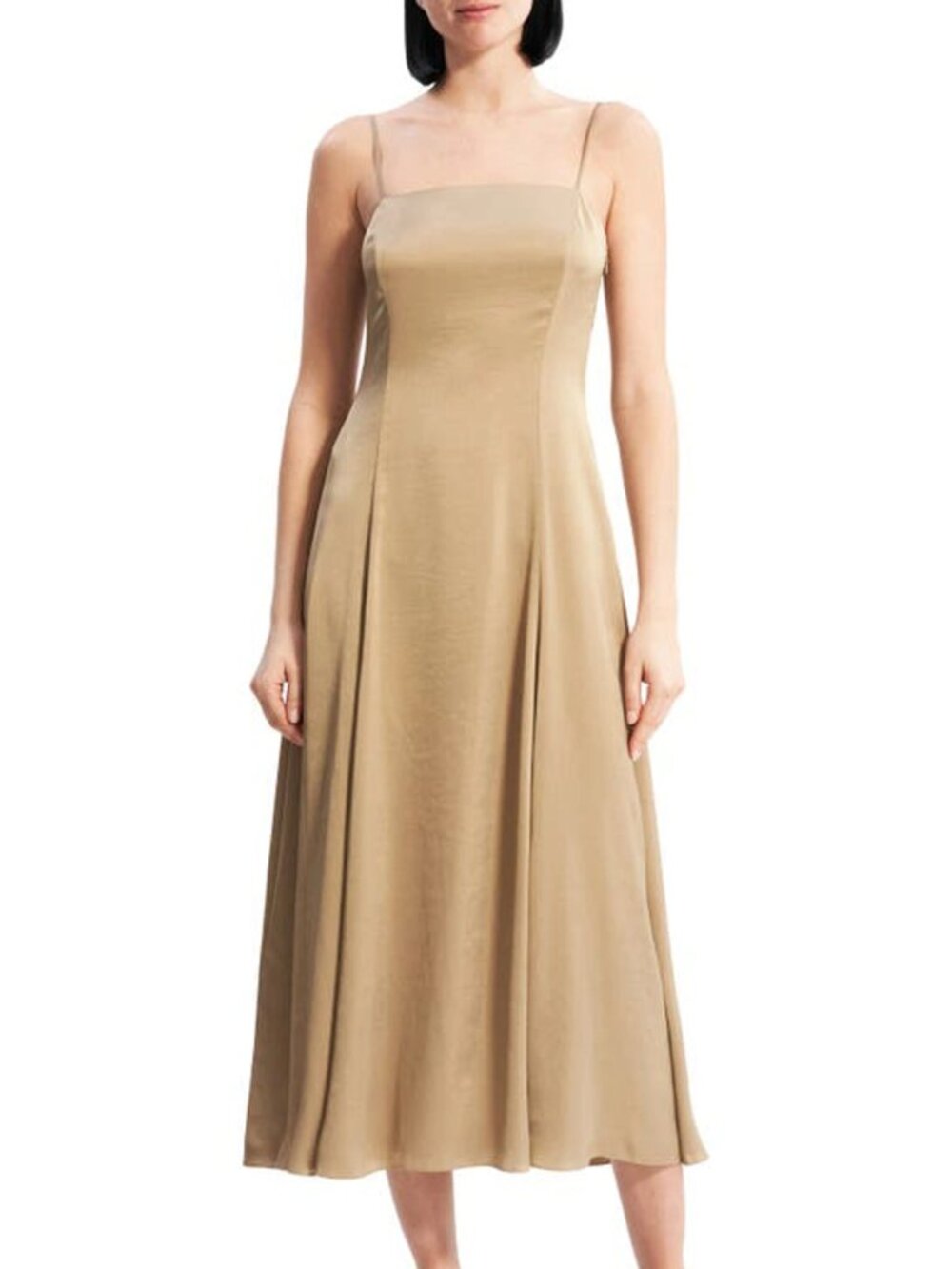 Theory Crushed Satin Cami Dress Size XS, Brand New With Tag (BNWT), Gold